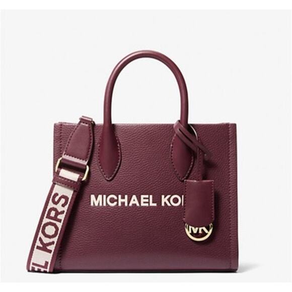 RETAIL $448 Michael Kors Mirella Small Pebbled Leather Tote Bag *Guitar Strap - Picture 1 of 14